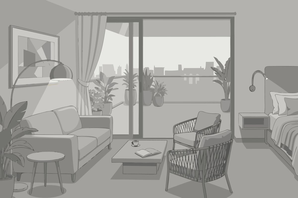 Suite mit 3 Schlafzimmern, Poolblick und Balkon